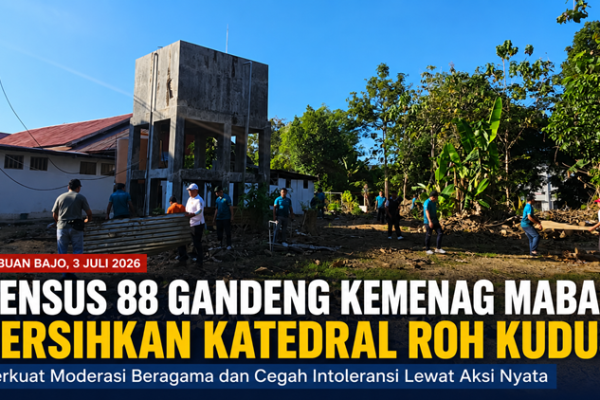 Densus 88 dan Kemenag Mabar Bersihkan Katedral Roh Kudus, Perkuat Pencegahan Intoleransi Lewat Aksi Nyata