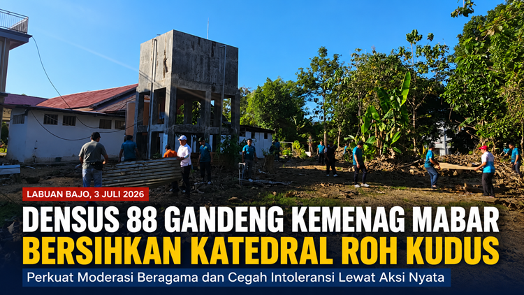 Densus 88 dan Kemenag Mabar Bersihkan Katedral Roh Kudus, Perkuat Pencegahan Intoleransi Lewat Aksi Nyata